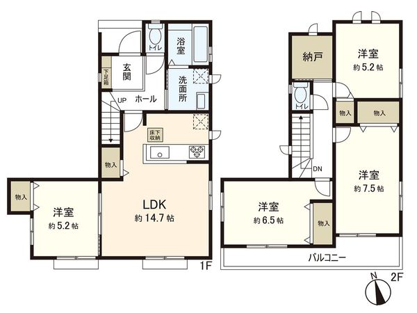 清水沼2丁目 新築戸建 1号棟 間取図(平面図) 清水沼2丁目 新築戸建 1号棟 間取図(平面図)