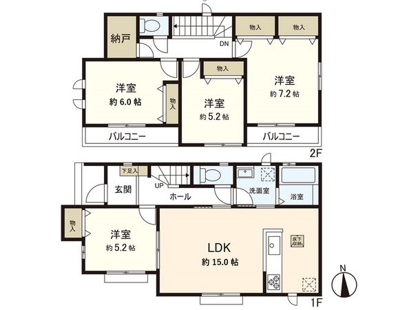 多賀城市丸山1丁目 A号棟 間取図(平面図) 多賀城市丸山1丁目 A号棟 間取図(平面図)