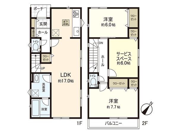 多賀城市桜木2丁目 新築戸建 1号棟 間取図(平面図) 多賀城市桜木2丁目 新築戸建 1号棟 間取図(平面図)