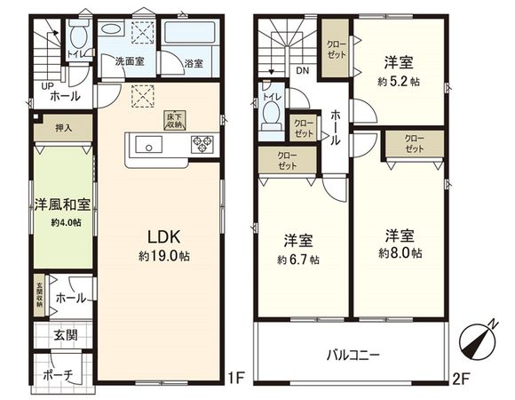 多賀城市桜木2丁目 新築戸建 4号棟 間取図(平面図) 多賀城市桜木2丁目 新築戸建 4号棟 間取図(平面図)