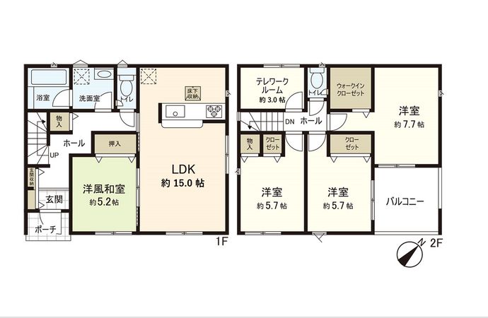 多賀城市桜木2丁目 5号棟 間取図(平面図) 多賀城市桜木2丁目 5号棟 間取図(平面図)