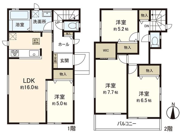 宮城野区栄三丁目 新築戸建 B号棟 間取図(平面図) 宮城野区栄三丁目 新築戸建 B号棟 間取図(平面図)
