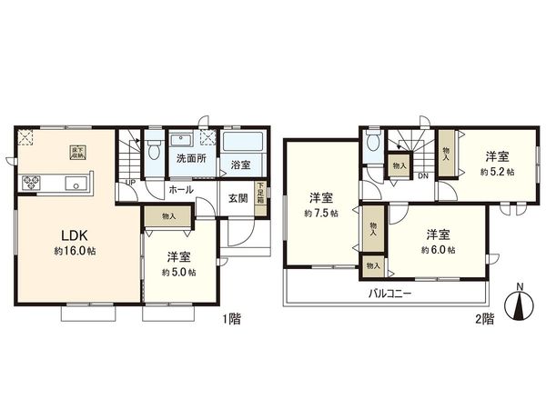 宮城野区栄三丁目 新築戸建 A号棟 間取図(平面図) 宮城野区栄三丁目 新築戸建 A号棟 間取図(平面図)