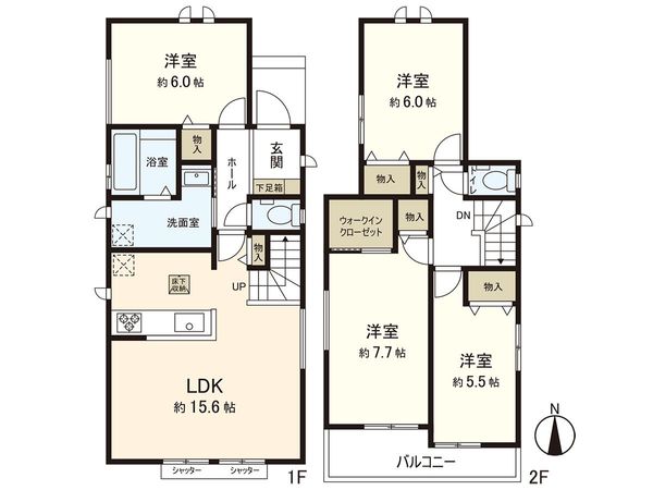 宮城野区栄二丁目 新築戸建 間取図(平面図) 宮城野区栄二丁目 新築戸建 間取図(平面図)