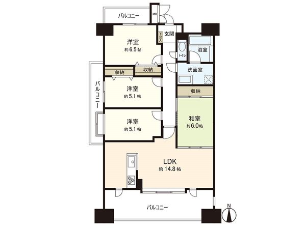 ライオンズマンション若林東 間取図(平面図) ライオンズマンション若林東 間取図(平面図)