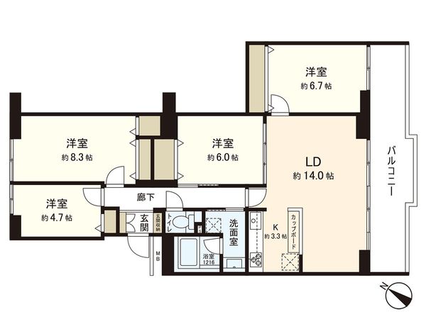 多賀城ロジュマン C棟 間取図(平面図) 多賀城ロジュマン C棟 間取図(平面図)