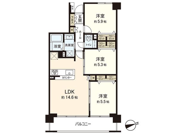 グランコート若林 間取図(平面図)