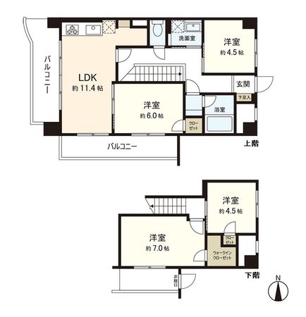 朝日プラザ柏木 西棟 間取図(平面図) 朝日プラザ柏木 西棟 間取図(平面図)