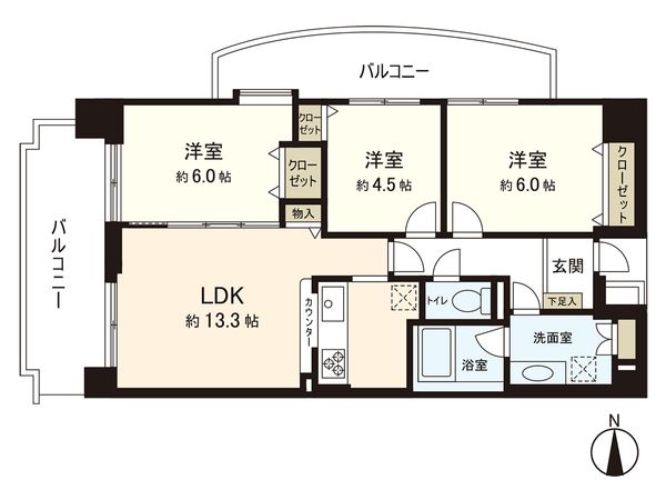 ヴィルヌーブ八幡町 間取図(平面図) ヴィルヌーブ八幡町 間取図(平面図)