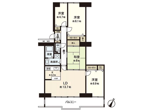 多賀城ロジュマン C棟 間取図(平面図)