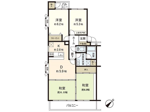 サンセレクト多賀城 間取図(平面図) サンセレクト多賀城 間取図(平面図)
