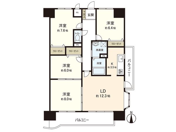 ライオンズマンション中倉 間取図(平面図) ライオンズマンション中倉 間取図(平面図)