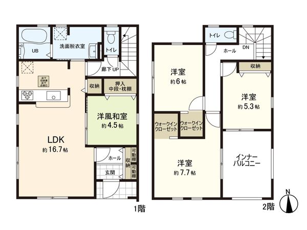 郡山字穴田西 1号棟 間取図(平面図)
