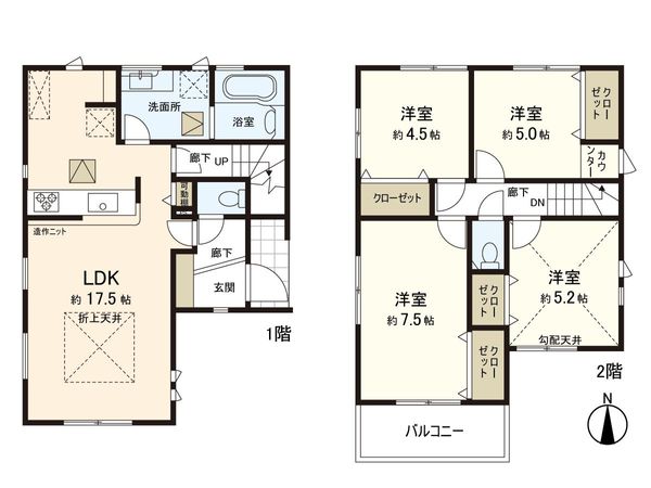 中江二丁目 新築一戸建 1号棟 間取図(平面図)