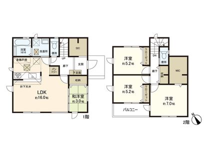 鶴ケ谷1丁目 新築戸建 2号棟 間取図(平面図)