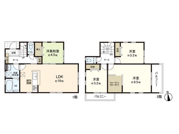 鶴ケ谷5丁目 新築戸建 間取図(平面図) 間取図(平面図)