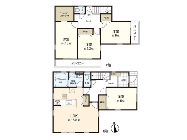 鶴ケ谷5丁目 新築戸建 間取図(平面図) 間取図(平面図)