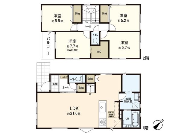 鶴ケ谷1丁目 新築戸建 間取図(平面図) 間取図(平面図)
