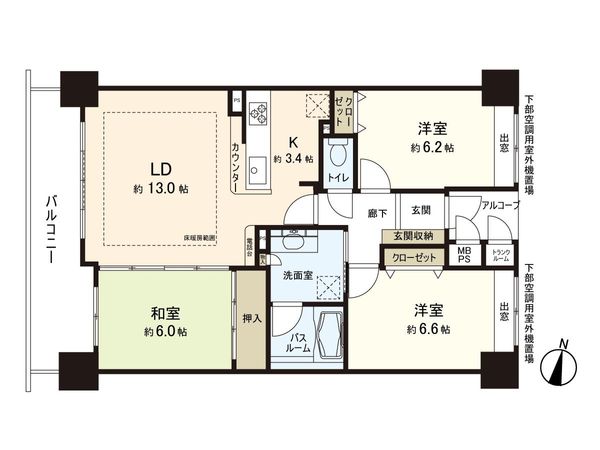 ライオンズマンション北四番丁 間取図(平面図) ライオンズマンション北四番丁 間取図(平面図)