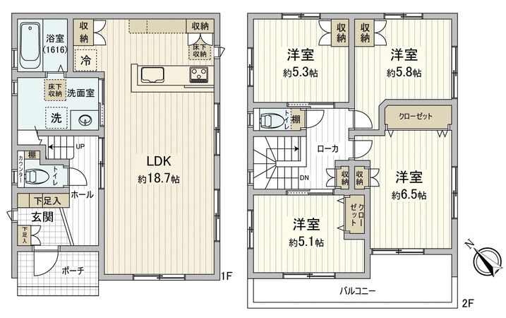 阿品3丁目戸建NO.1 間取図(平面図) 阿品3丁目戸建NO.1 間取図(平面図)