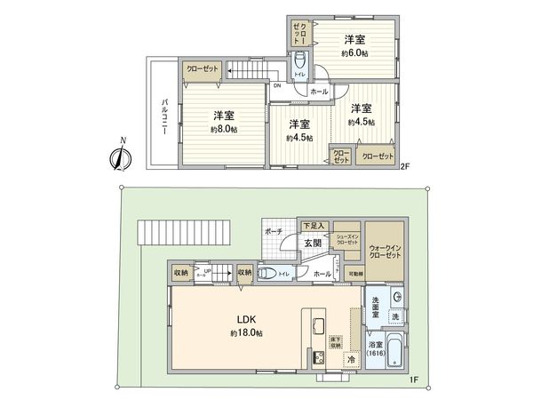 井口鈴が台3丁目 No.1 新築戸建 間取図(平面図) 井口鈴が台3丁目 No.1 新築戸建 間取図(平面図)