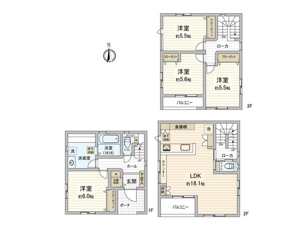 八幡東2丁目 新築 間取図(平面図) 八幡東2丁目 新築 間取図(平面図)