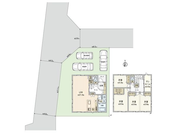 皆賀1丁目 新築戸建(No.9B-1) 間取図(平面図) 皆賀1丁目 新築戸建(No.9B-1) 間取図(平面図)