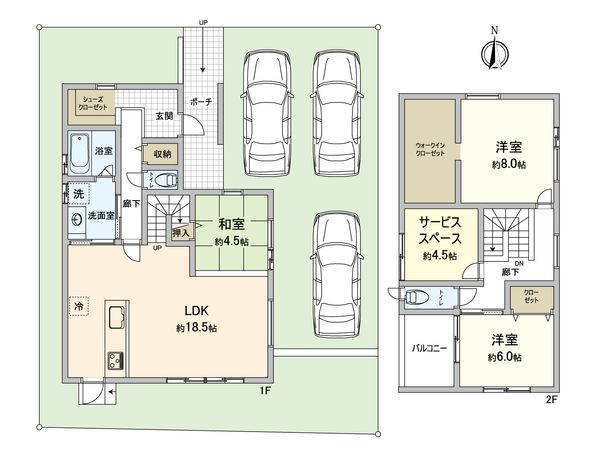 美鈴が丘東2丁目 戸建 間取図(平面図) 美鈴が丘東2丁目 戸建 間取図(平面図)