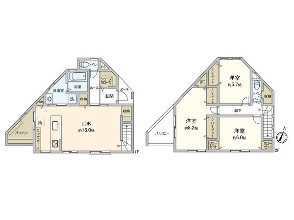 坪井2丁目 戸建 間取図(平面図) 坪井2丁目 戸建 間取図(平面図)
