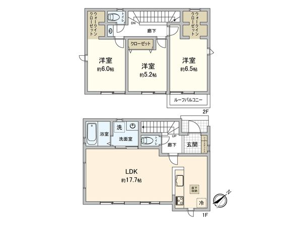 福面2丁目新築No.2 間取図(平面図) 福面2丁目新築No.2 間取図(平面図)