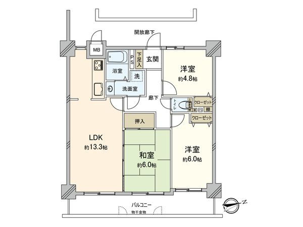 デュオ五日市八幡 間取図(平面図) デュオ五日市八幡 間取図(平面図)
