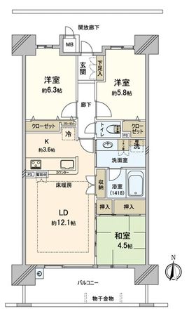 ポレスター宇品御幸プレミアムコート 間取図(平面図)
