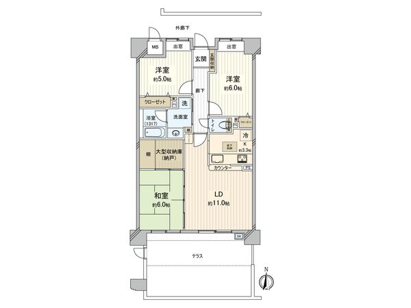 ライオンズマンション楽々園第3 間取図(平面図) ライオンズマンション楽々園第3 間取図(平面図)