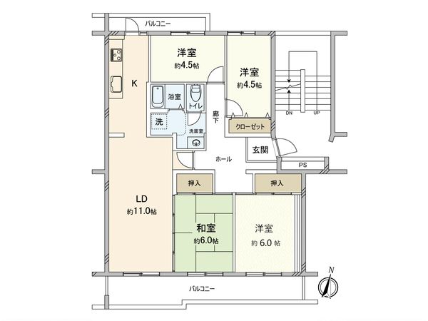 ビューハイツ鈴が峰 10号棟 間取図(平面図)