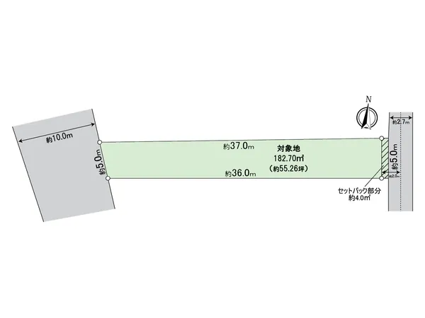 西と東の両面道路に面した土地。建物を解体後にお渡しです。