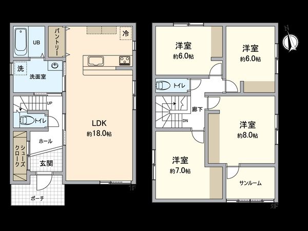 四御神新築1号棟 間取図(平面図) 四御神新築1号棟 間取図(平面図)