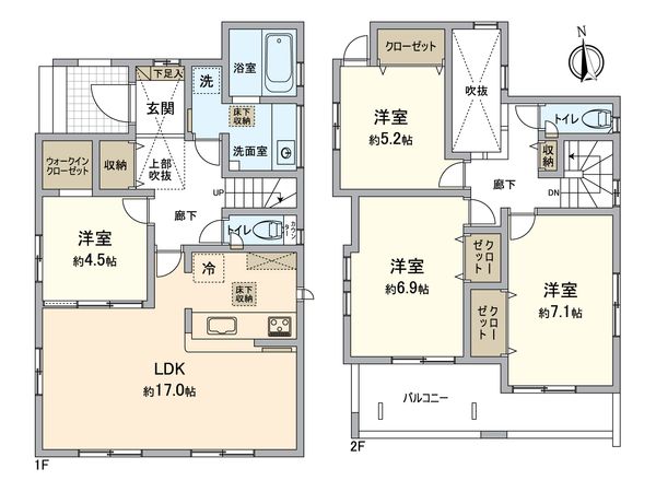 西大寺中野新築1号棟 間取図(平面図) 間取図(平面図)