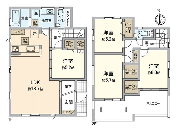 西大寺中野新築2号棟 間取図(平面図) 間取図(平面図)