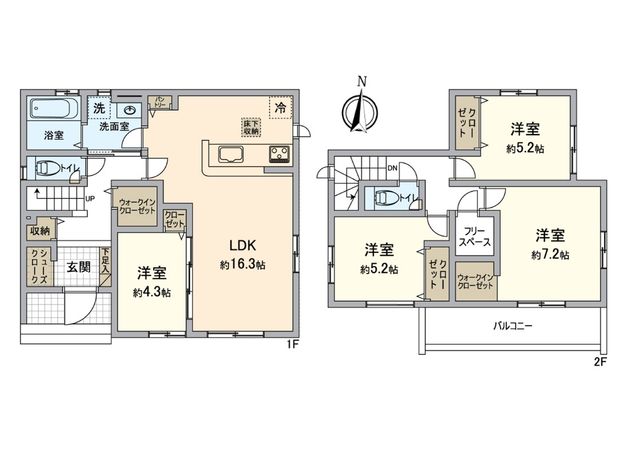 芳泉四丁目新築 間取図(平面図) 芳泉四丁目新築 間取図(平面図)