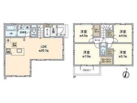 山崎新築 便利な全居室収納スペース付！ファミリーにおすすめ、4LDKの新築戸建です。
