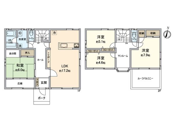 益野町戸建 便利な全居室収納スペース付！ファミリーにおすすめ、4LDKの間取りです。