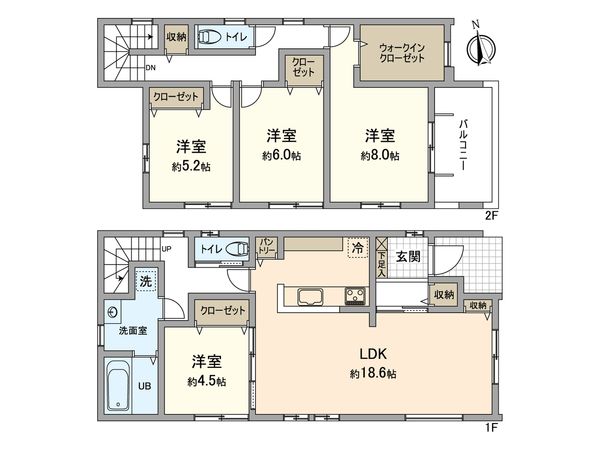 原尾島二丁目新築 間取図(平面図) 原尾島二丁目新築 間取図(平面図)