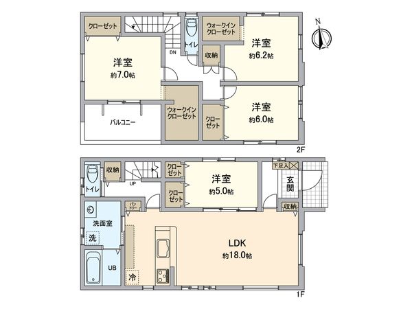 原尾島二丁目新築 間取図(平面図) 原尾島二丁目新築 間取図(平面図)