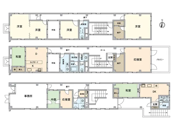 1階部分に事務所のある事務所付き戸建。