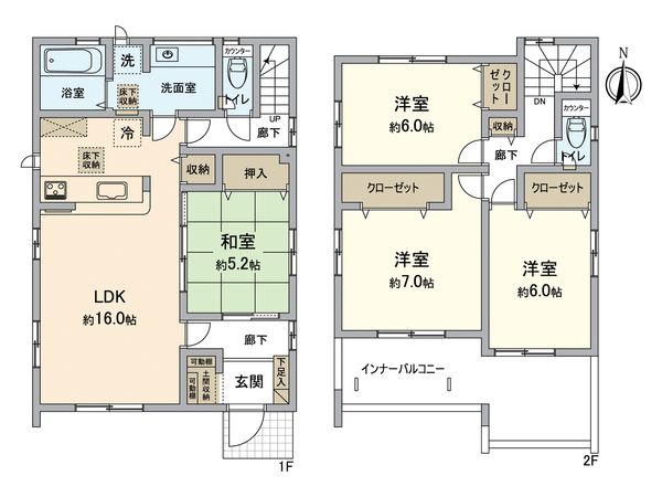 四御神新築1号棟 間取図(平面図) 四御神新築1号棟 間取図(平面図)