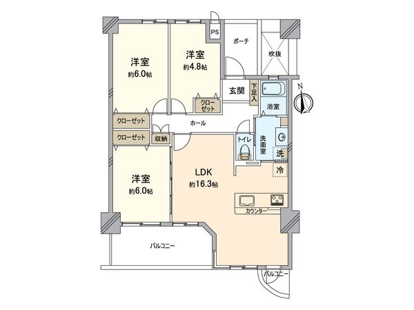 サーパス富田 間取図(平面図)