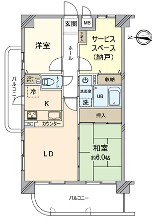2SLDKの角部屋です。