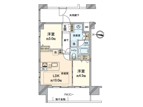 使い勝手のよいサービススペース付。LDK10帖と隣接した洋室4.5帖。扉を閉めて別空間として活用することも、開けて広々使うことも可能です。