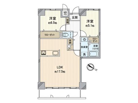 ファミールタワープラザ岡山イーストタワー 便利な全居室収納スペース付！2LDKのお部屋です。