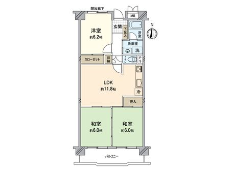 桑田町パークマンション 9階、南向きで日当たりの良い3LDKのお部屋です。